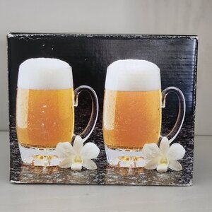 Studio Nova Crystal Brew Stein's Set of Two With Celtic Friendship Saying Etched